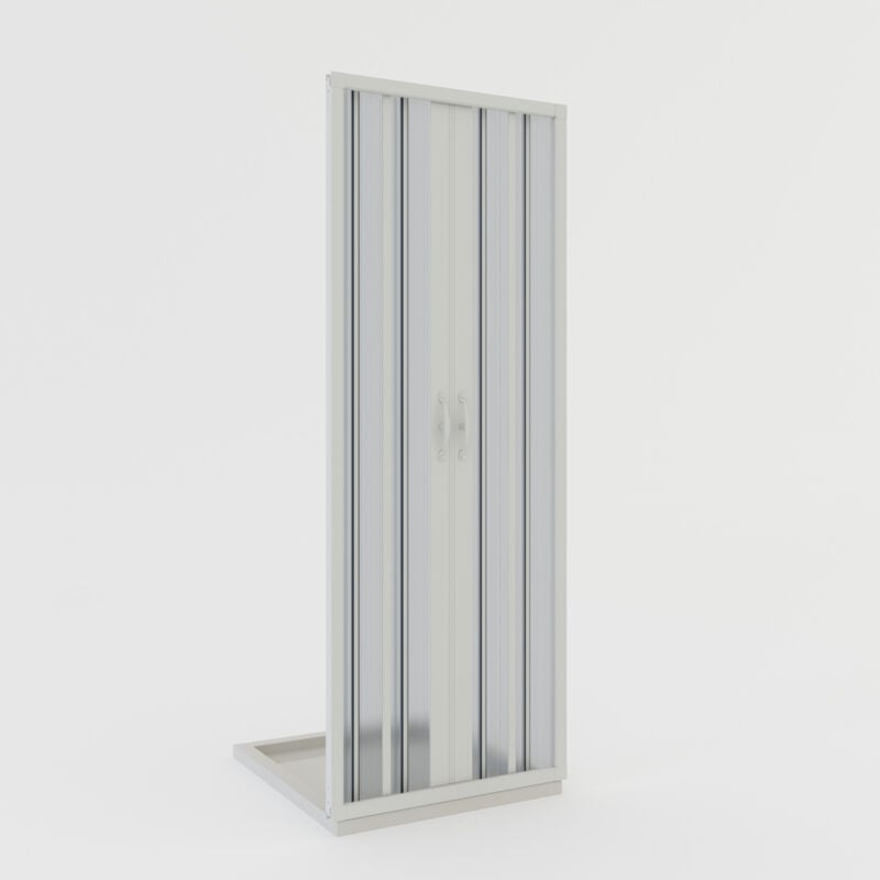 foto del prodotto porta doccia nicchia a soffietto in pvc h 185 con apertura centrale mod. giglio 120 cm