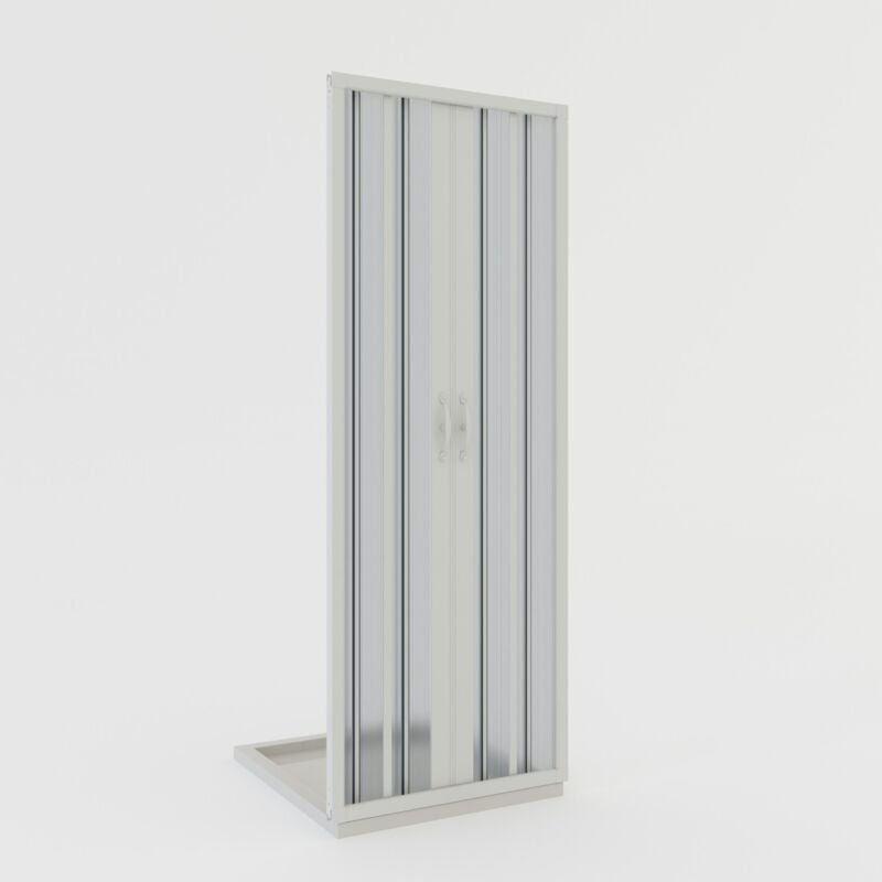 foto del prodotto porta doccia nicchia a soffietto in pvc h 185 con apertura centrale mod. giglio 140 cm