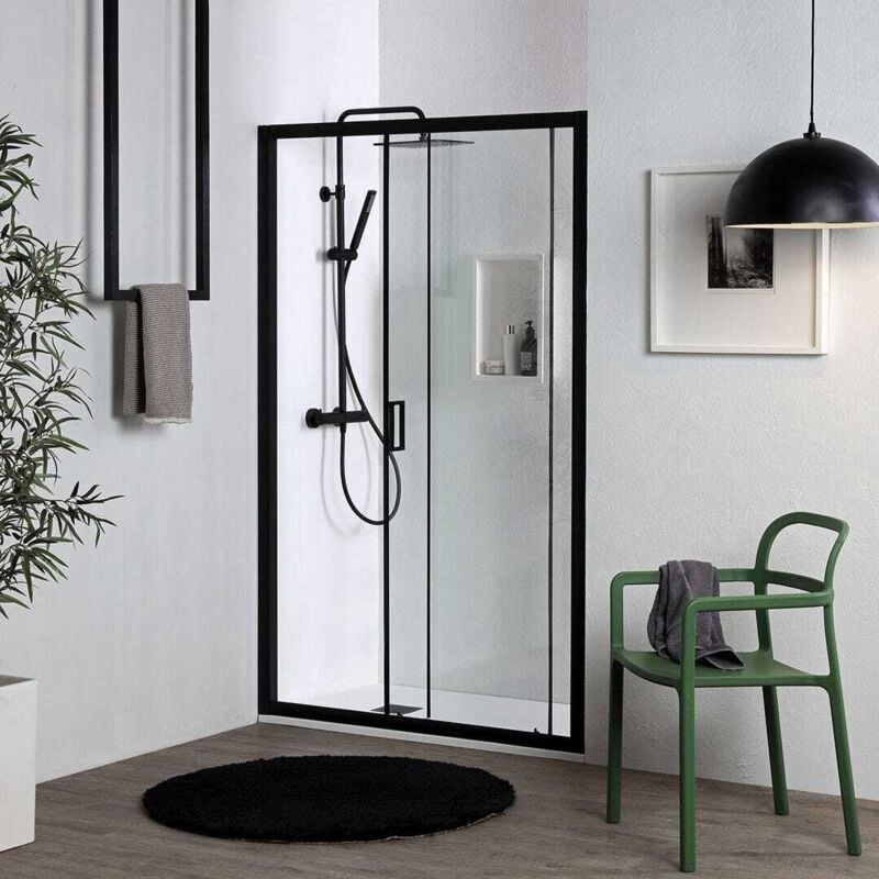 foto del prodotto porta doccia nicchia nero opaco scorrevole 130 cm city