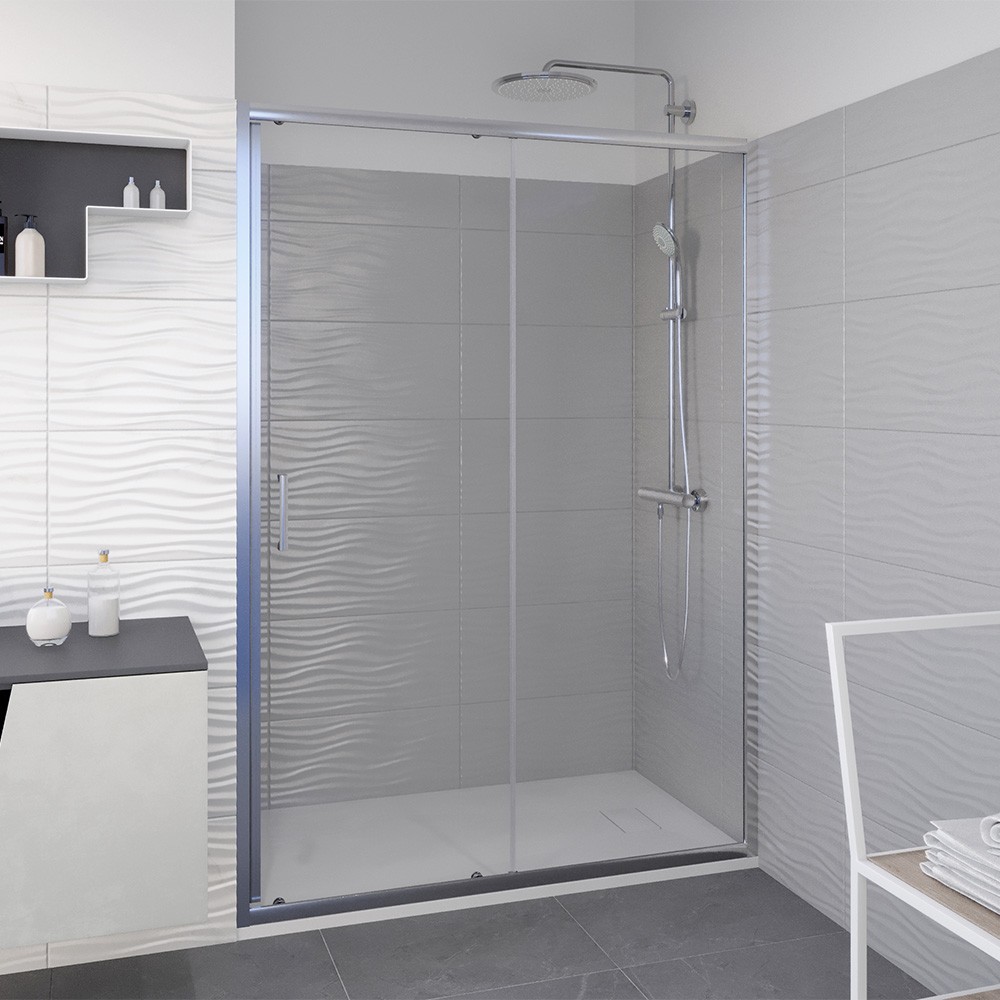 foto del prodotto porta doccia nicchia scorrevole 120 cm icon con vetro trasparente