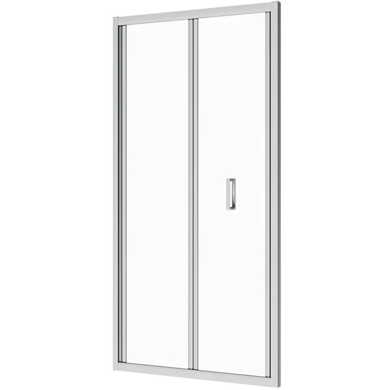 foto del prodotto porta doccia per nicchia 80 cm apertura a libro profili in alluminio cromato vetro 6mm trasparente regolabile 79 81cm h190 mod. capri