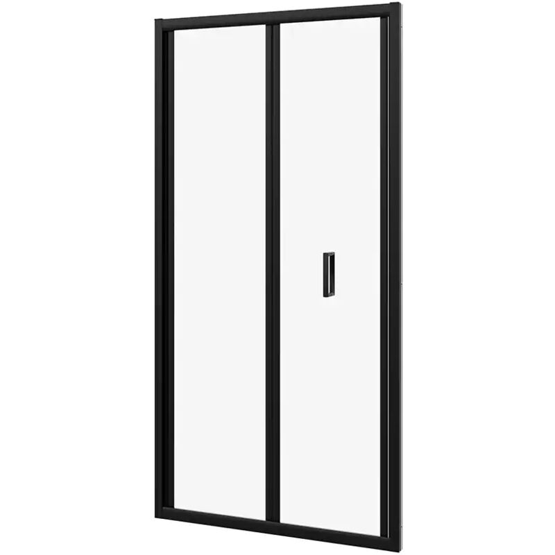 immagine 0 del prodotto porta doccia per nicchia 80 cm apertura a libro profili in alluminio nero opaco vetro 6mm trasparente regolabile 79 81cm h190 mod. capri