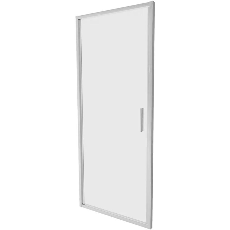 foto del prodotto porta doccia per nicchia 80cm apertura a battente profili ultraslim in alluminio cromato vetro 6mm opaco h190 regolabile 77 81cm reversibile mod.