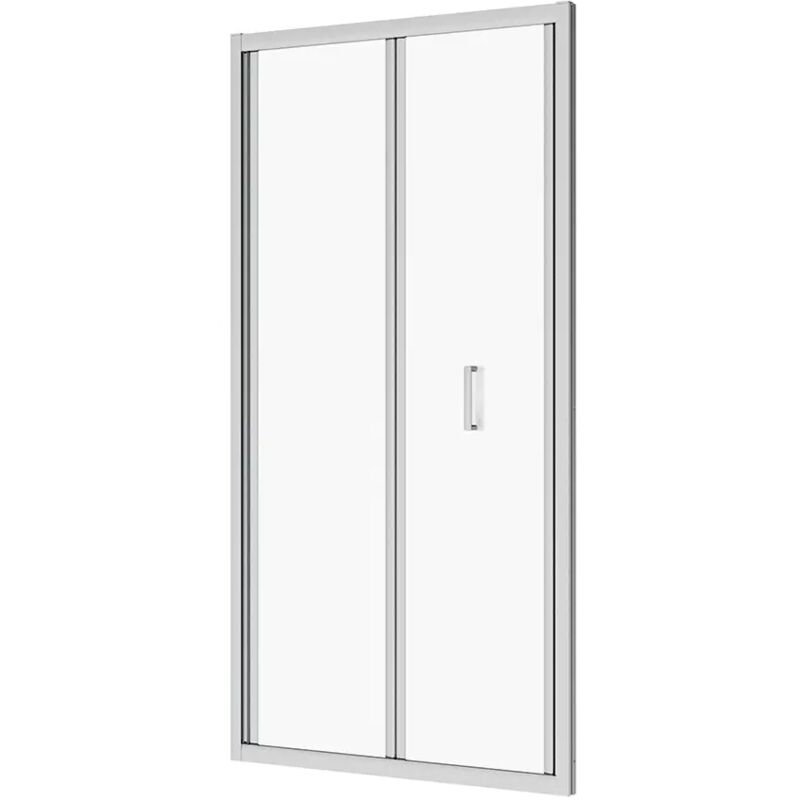 foto del prodotto porta doccia per nicchia 90 cm apertura a libro profili in alluminio cromato vetro 6mm opaco regolabile 87 91cm h190 mod. capri