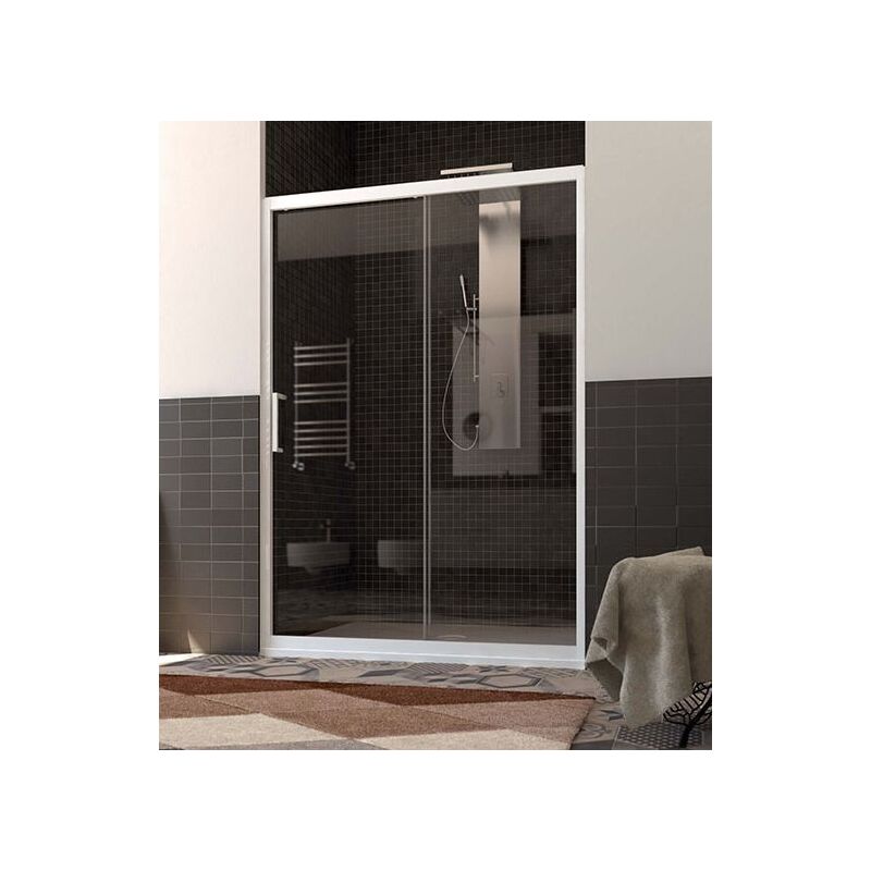 foto del prodotto porta doccia per nicchia con anta fissa e scorrevole da 100 a 110 cm vetro trasparente