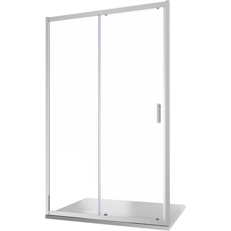 foto del prodotto porta doccia per nicchia scorrevole 120cm profili in alluminio cromato vetro 6 mm trasparente regolabile 117 121cm h185 reversibile mod. tonga