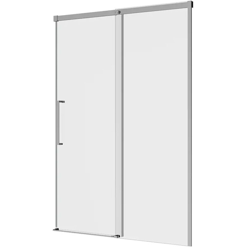 foto del prodotto porta doccia per nicchia scorrevole 130cm profili in alluminio cromato vetro 8mm trasparente con trattamento easy clean regolabile 127 130cm h195