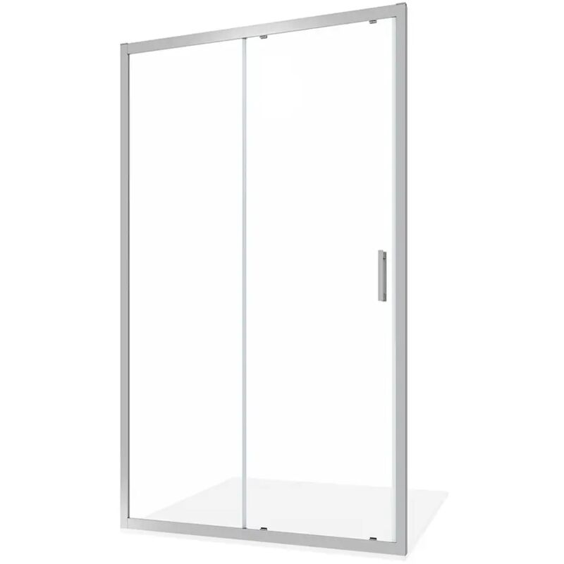 foto del prodotto porta doccia per nicchia scorrevole 140 cm profili in alluminio cromato vetro 6 mm trasparente regolabile 137-121cm h198 - reversibile mod. tahiti