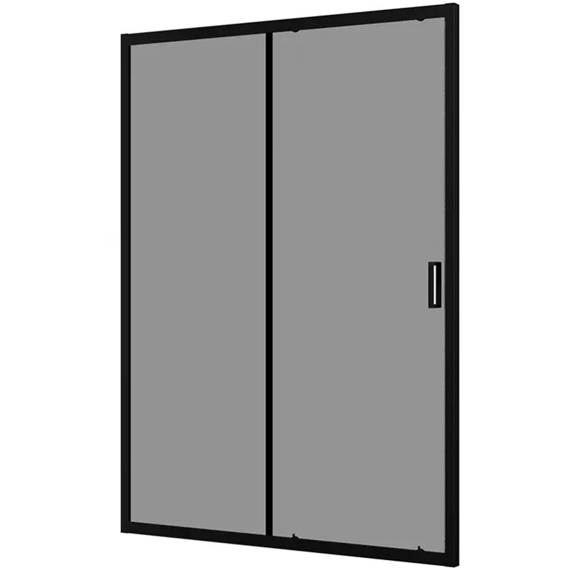 foto del prodotto porta doccia per nicchia scorrevole 140 cm profili in alluminio nero opaco vetro 6mm fum regolabile 137 141 cm h190 reversibile mod. sicily