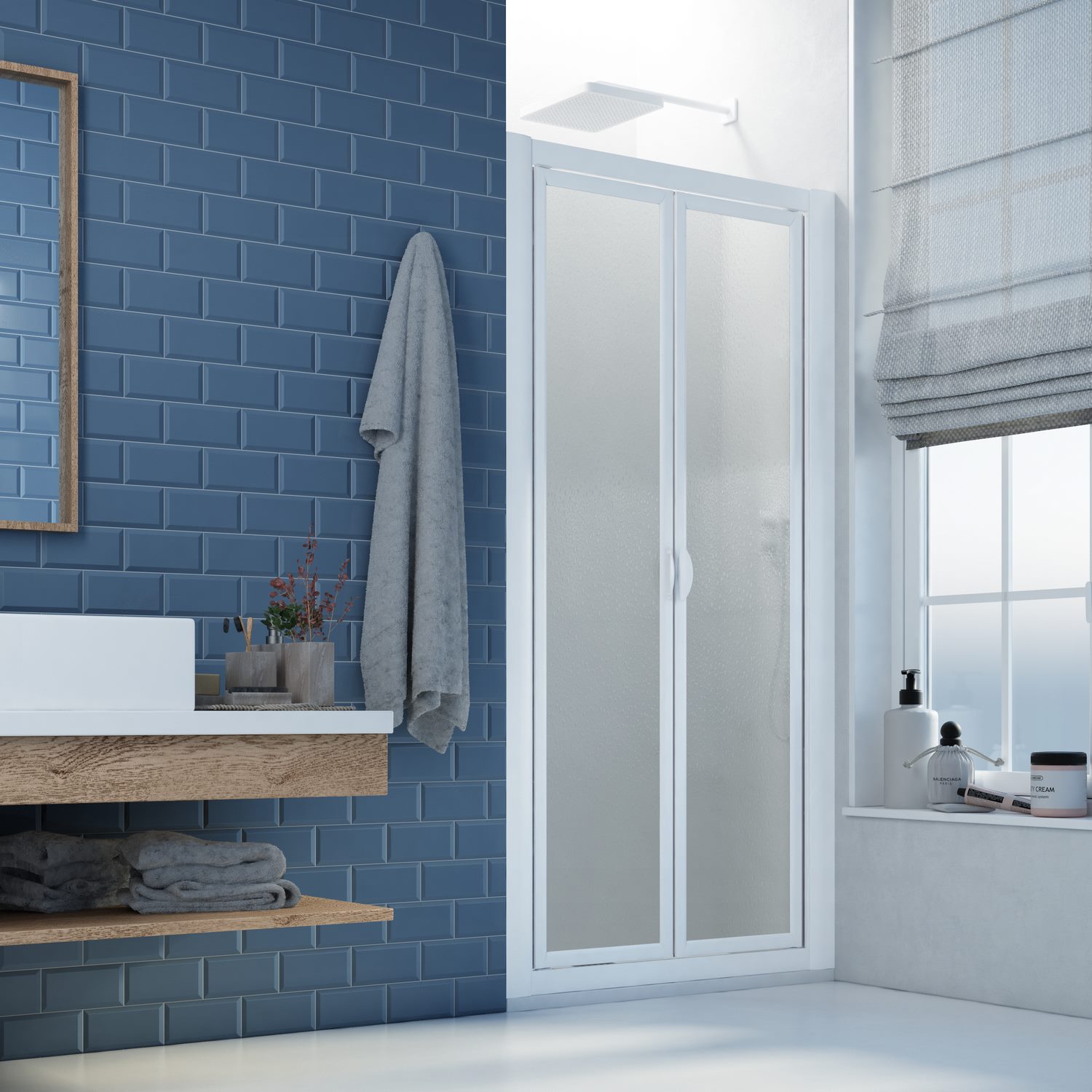 foto del prodotto porta doccia saloon 100 cm h 185 in acrilico mod. delta