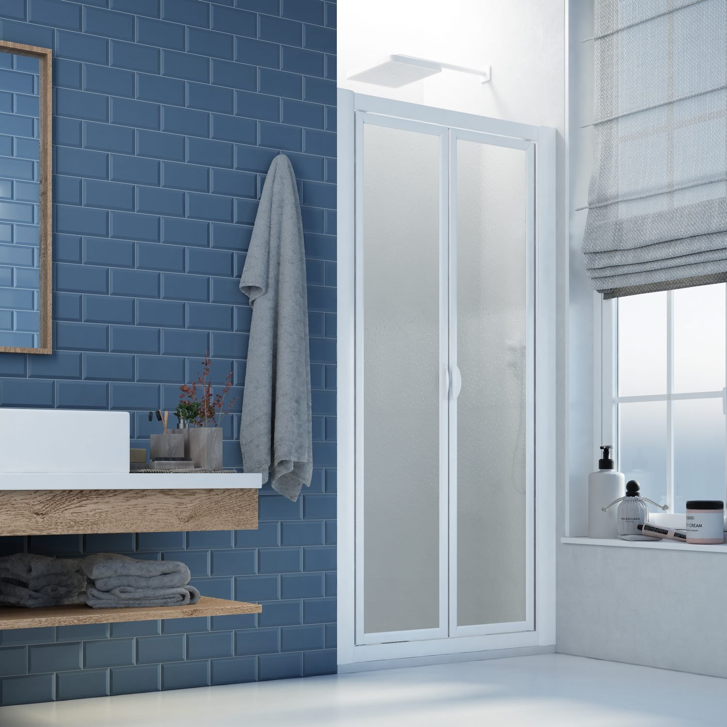 foto del prodotto porta doccia saloon 85 cm h 185 in acrilico mod. delta