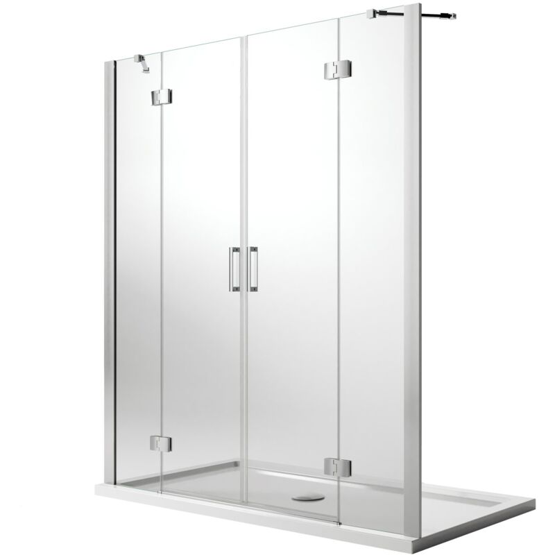 foto del prodotto porta doccia saloon vetro trasparente con easy clean h 190 mod. flip anta anta 140 cm