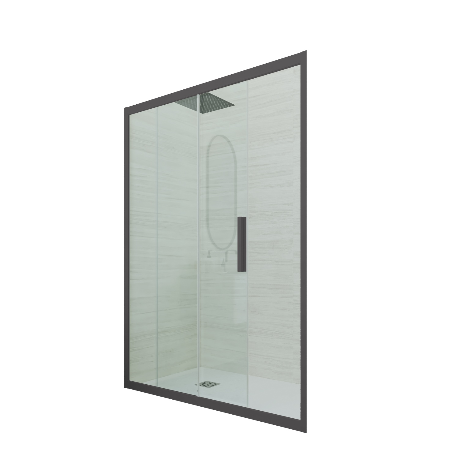 foto del prodotto porta doccia scorrevole 100 cm h 200 vetro trasparente profilo antracite mod. deco
