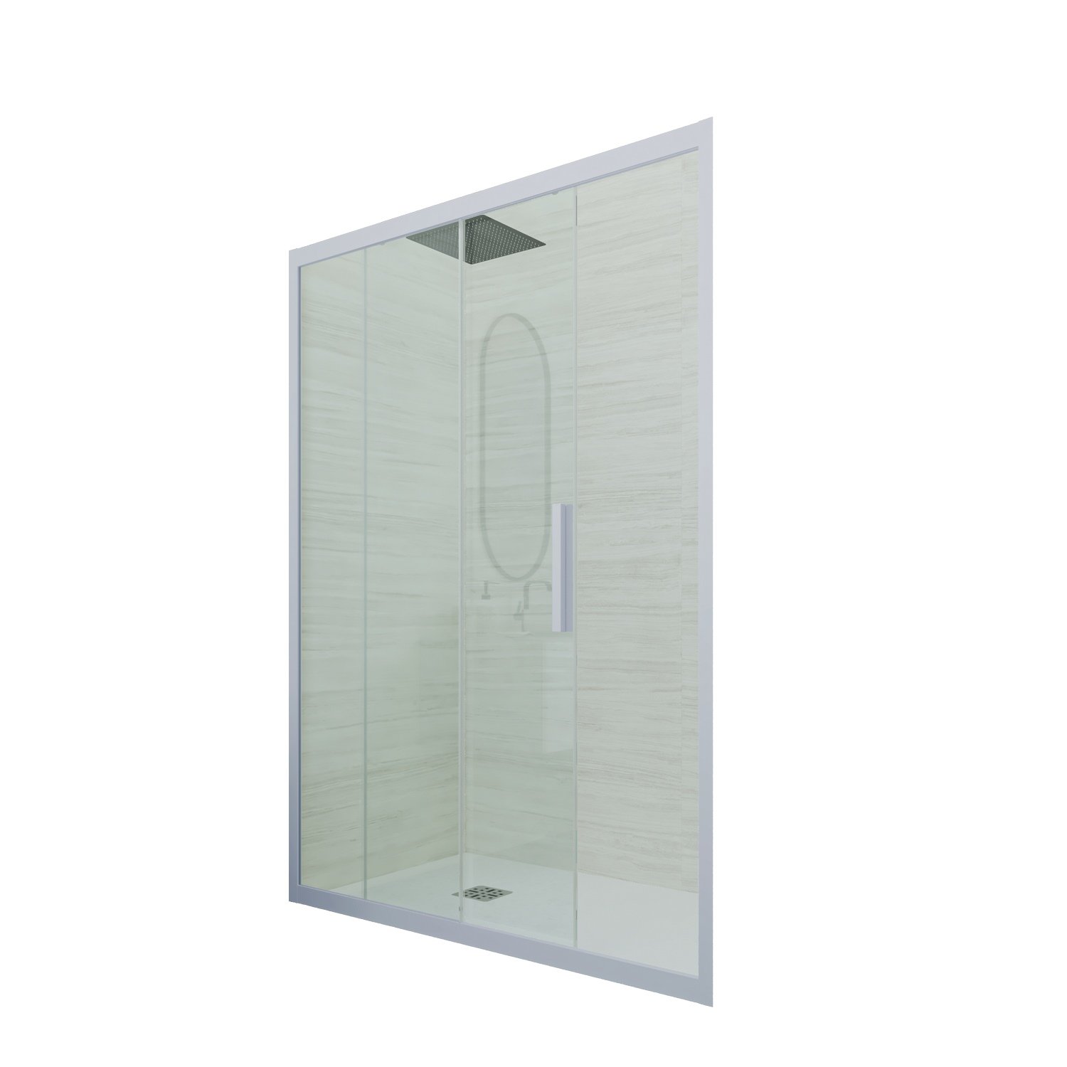 foto del prodotto porta doccia scorrevole 100 cm h 200 vetro trasparente profilo blu vintage mod. deco