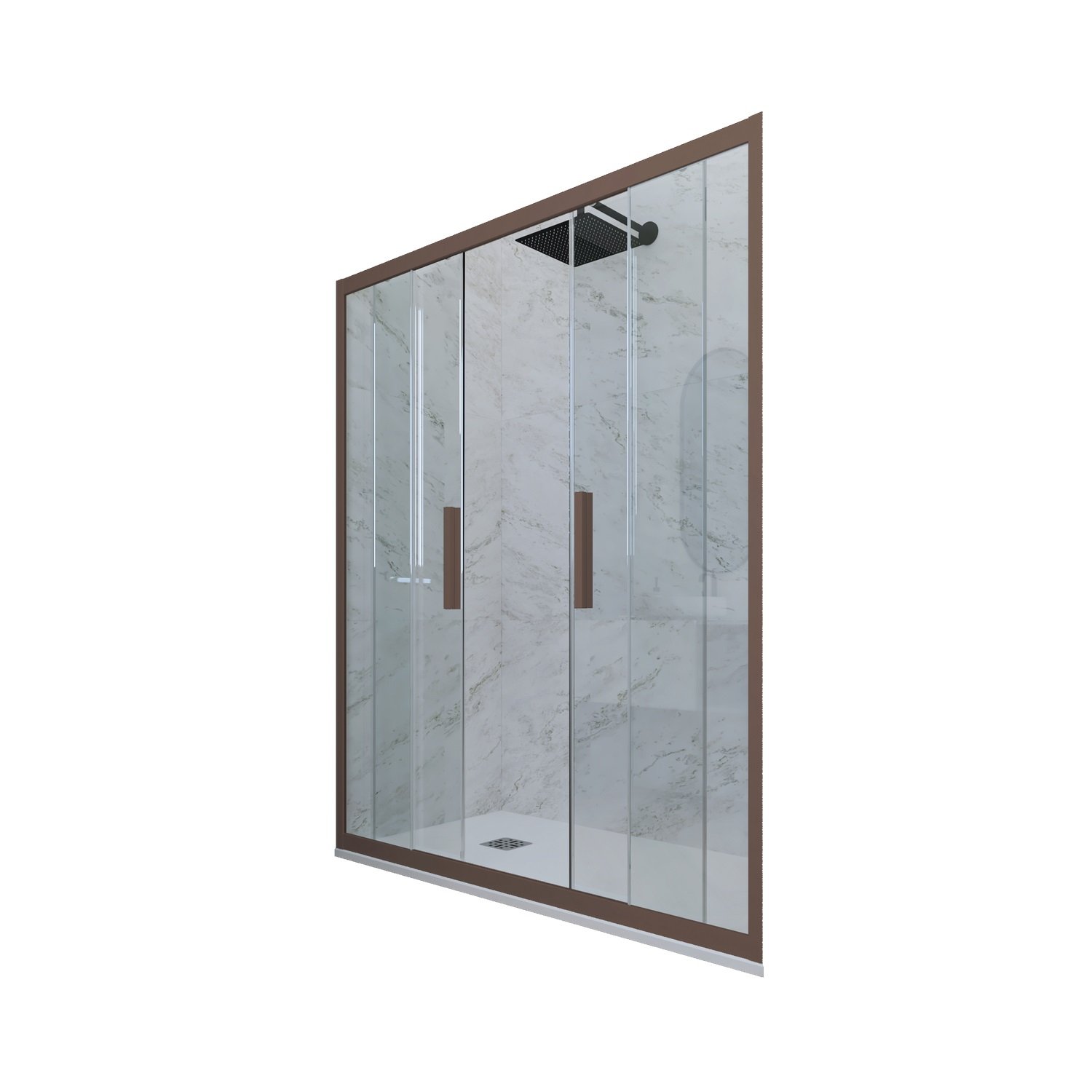 foto del prodotto porta doccia scorrevole 120 cm h 200 vetro trasparente profilo chocolate mod. glam