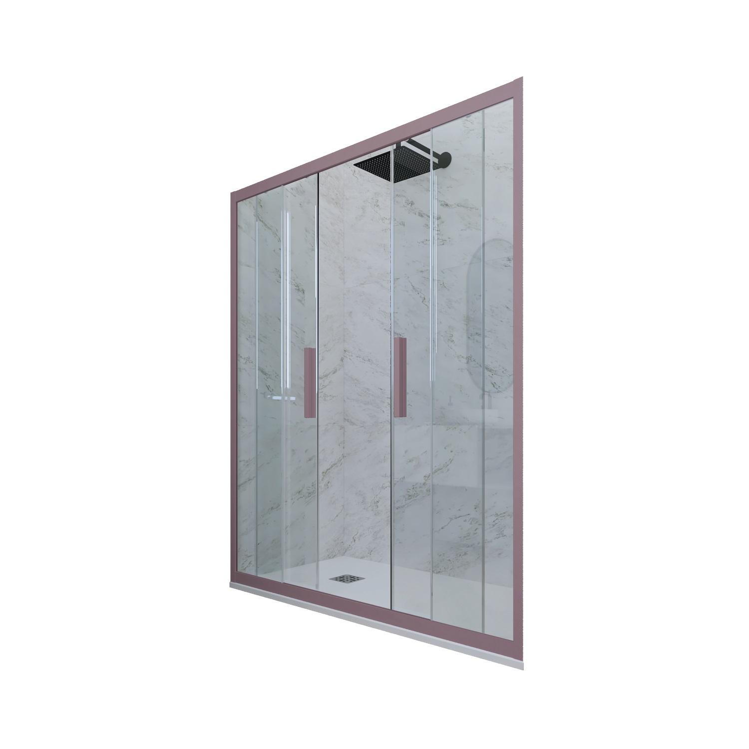 foto del prodotto porta doccia scorrevole 140 cm h 200 vetro trasparente profilo lavanda mod. glam