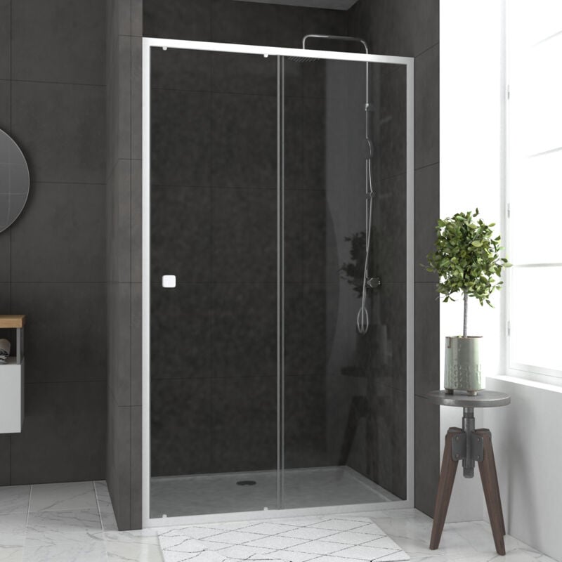 foto del prodotto porta doccia scorrevole bianca 120x185 cm piatto doccia 120x80 whity slide
