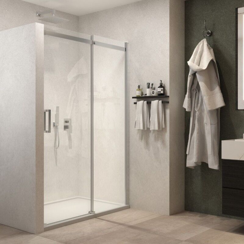 foto del prodotto porta doccia scorrevole calla s116 cristallo 6 millimetri chrome misure 97 99xh195 trasparente confezione 1 ix box shower