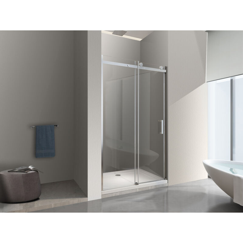 foto del prodotto porta doccia vetro 8 mm per installazione in nicchia altezza 190 cm installazione reversibile cm 140 regolabile 138 140,5 nala