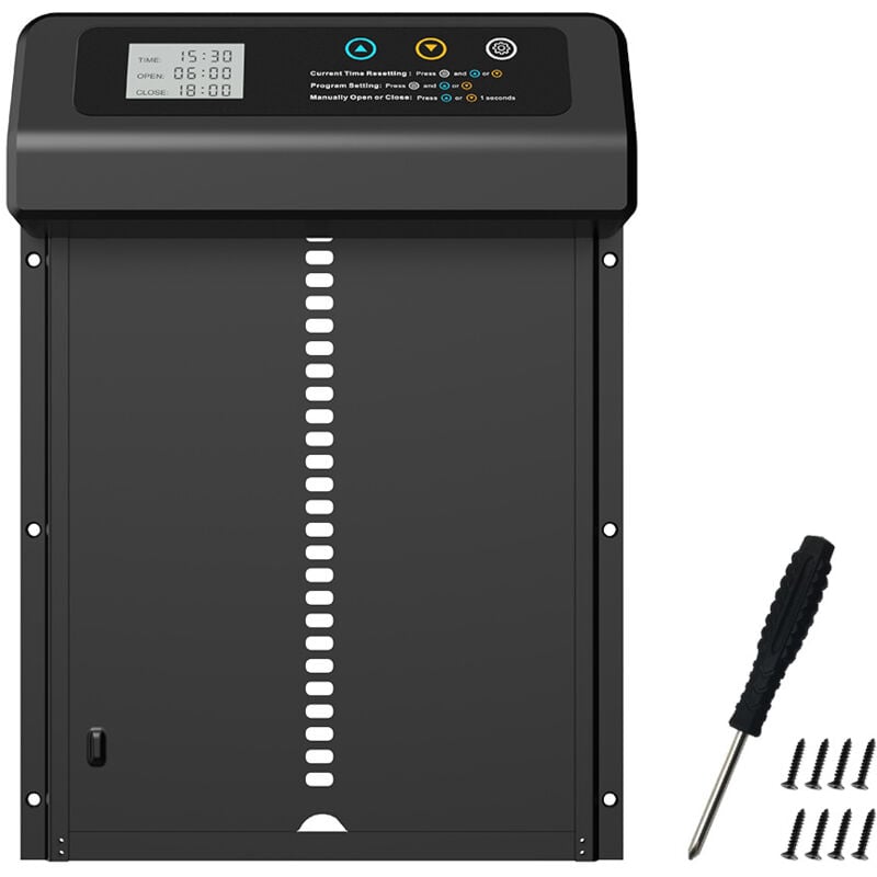 foto del prodotto porta elettrica per pollaio porta per buche in lega di alluminio porta automatica intelligente per pollaio porta nera per pollaio