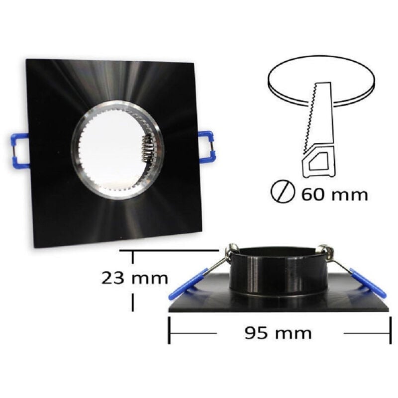 foto del prodotto porta faretto da incasso quadrato supporto per luci faretti gu10 portafaretto p9 nero trade shop traesio