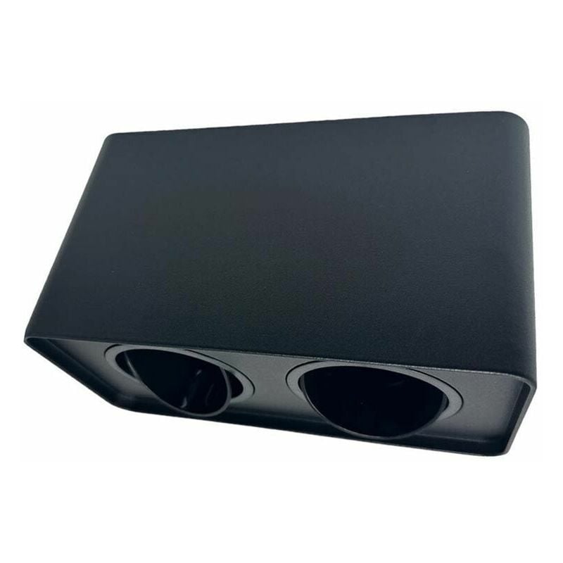 foto del prodotto porta faretto doppio supporto orientabile montaggio da soffitto nero p342n