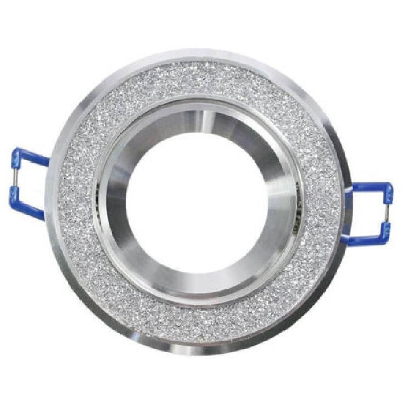 foto del prodotto porta faretto incasso orientabile acciaio supporto rotondo decorato glitter p8 argento trade shop traesio