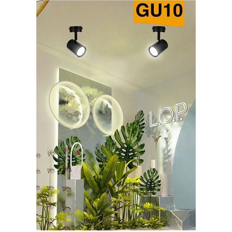 foto del prodotto porta faretto proiettore orientabile da soffitto parete a cilindro gu10 p28-gu10 - nero - trade shop traesio