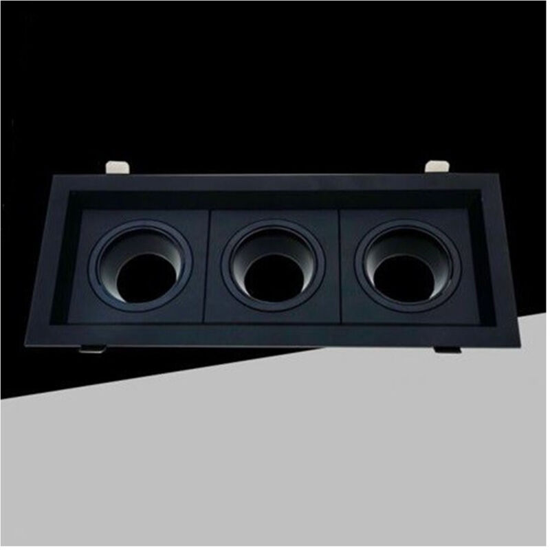 foto del prodotto porta faretto triplo orientabile ad incasso nero per lampadine gu10 gu5.3 p33-n3 - - trade shop traesio