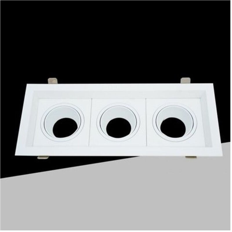 foto del prodotto porta faretto triplo orientabile incasso bianco per lampadine gu10 gu5.3 p33-b3 - - trade shop traesio