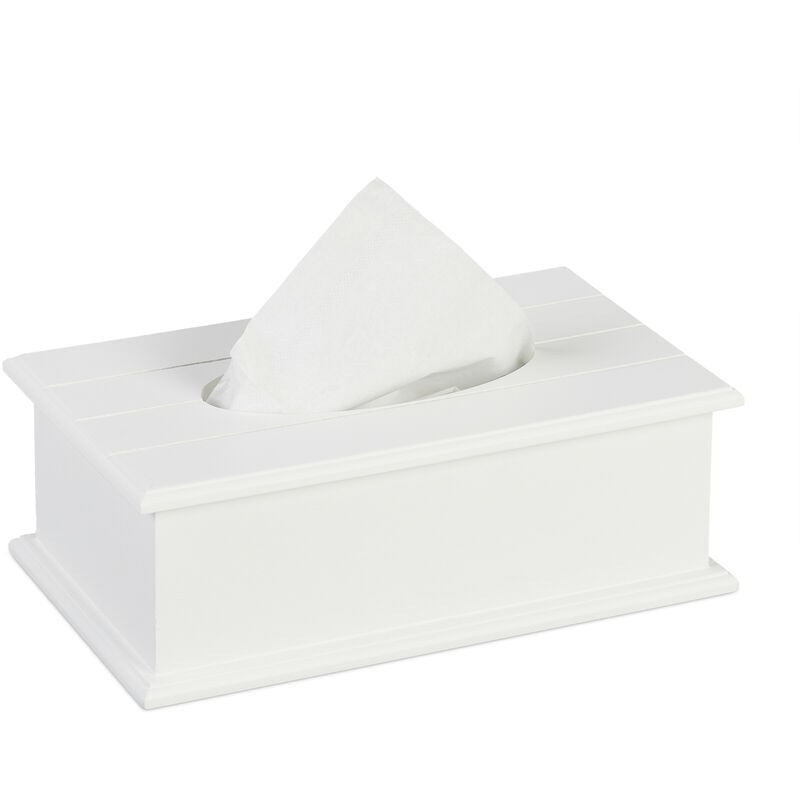 immagine 0 del prodotto porta fazzoletti con coperchio, scatola per salviette di carta, hlp 9,5 x 27 x 16 cm, box dispenser, bianco relaxdays