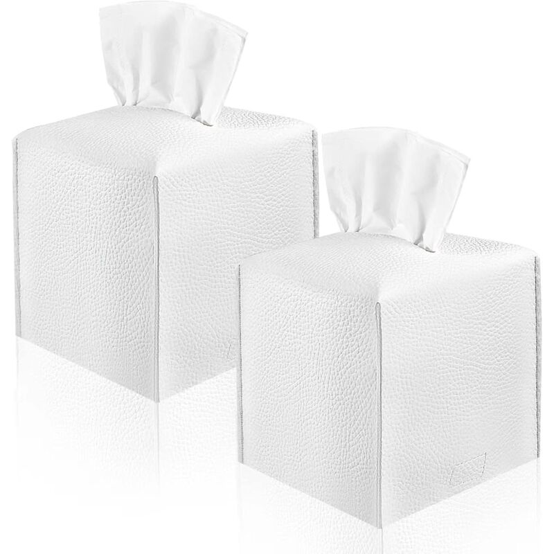 foto del prodotto porta fazzoletti vividly, confezione da 2, moderno porta fazzoletti quadrato in similpelle, utilizzabile per bagno, toletta, comodino, ufficio e