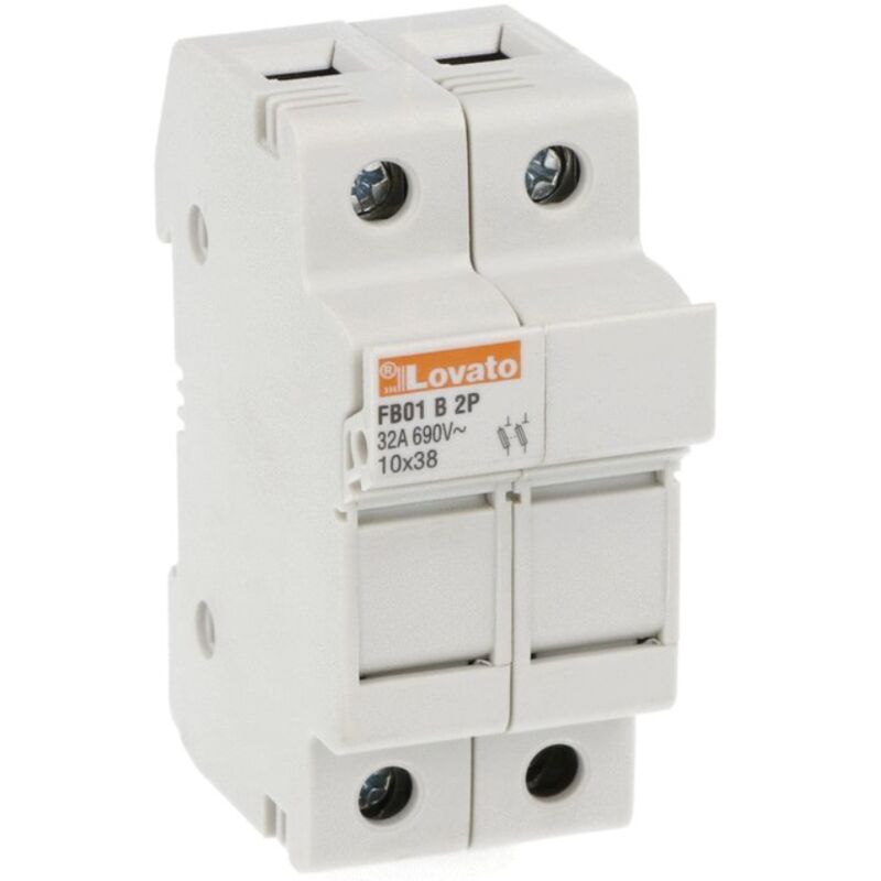 foto del prodotto porta fusibile lovato 2 poli 32a 10x38mm 2 moduli fb01b2p