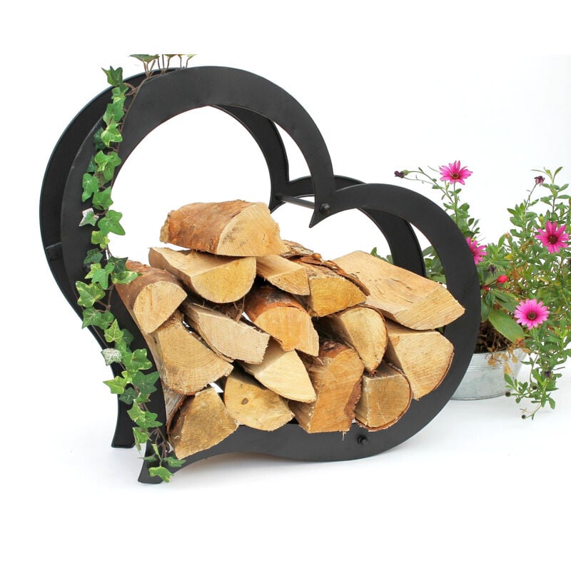 foto del prodotto porta legna da ardere per interni in metallo a cuore 66 cm 190135 cesto di legno porta legna da ardere porta legna da ardere dandibo