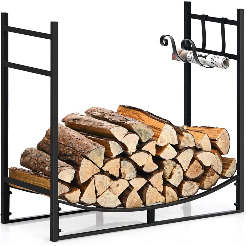 foto del prodotto porta legna per interni ed esterni, porta legna per camino in acciaio resistente, portalegna da ardere per stufe e braciere 84 x 33 x 76 cm, portata