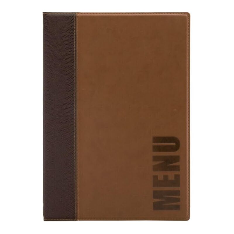 foto del prodotto porta menu linea trendy - per caffè, ristoranti, bar - similpelle - formato a4 - 1 doppio inserto incluso - colore marrone - securit