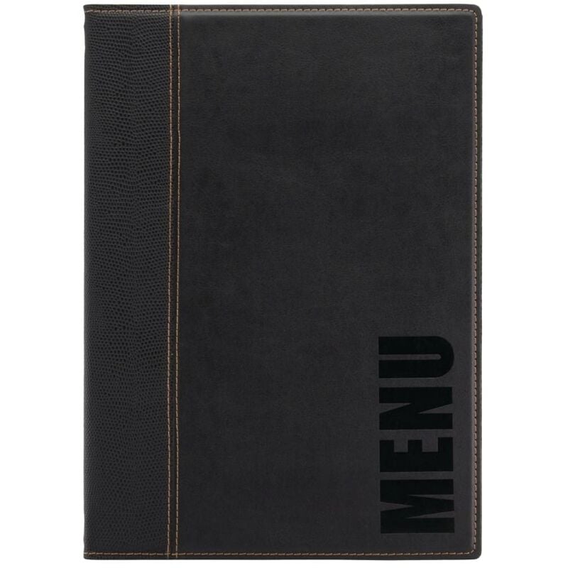 foto del prodotto porta menu linea trendy - per caffè, ristoranti, bar - similpelle - formato a4 - 1 doppio inserto incluso - colore nero - securit