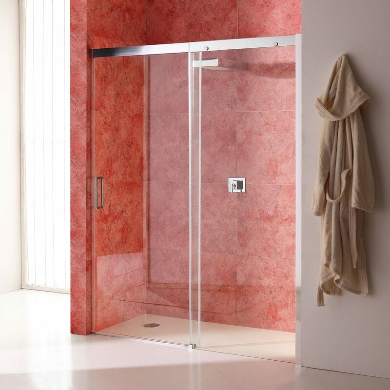 foto del prodotto porta nicchia con anta fissa a destra in cristallo trasparente 150 cm dream
