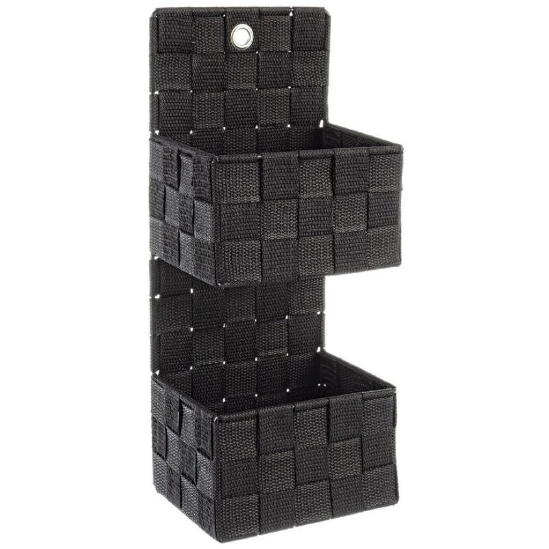 foto del prodotto porta oggetti parete 2 pezzi intreccio nylon nero