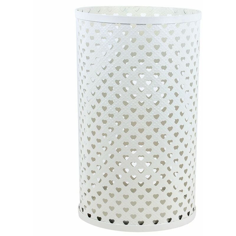 foto del prodotto porta ombrelli bianco vaschetta scola pioggia con decoro cuore bianco per negozio ufficio casa ingresso in metallo