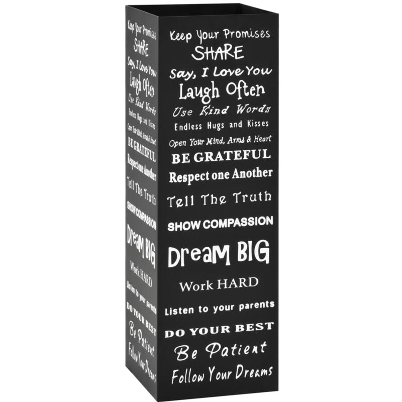 foto del prodotto porta ombrelli con scritte in acciaio nero - vidaxl