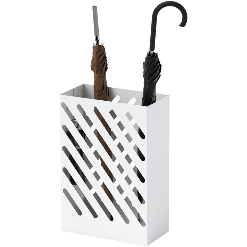 foto del prodotto porta ombrelli design in acciaio zincato con vaschetta 4 ganci 28x14x41cm homcom