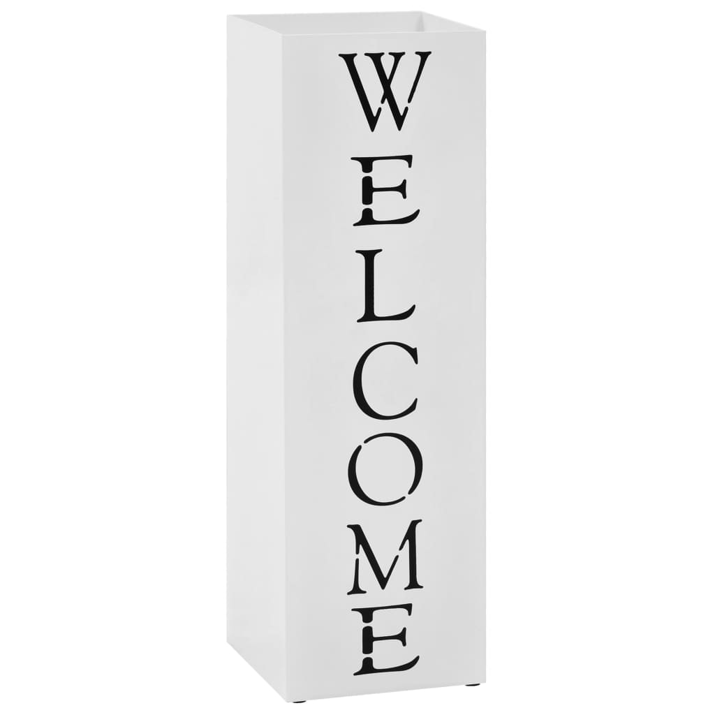 foto del prodotto porta ombrelli welcome in acciaio bianco vidaxl