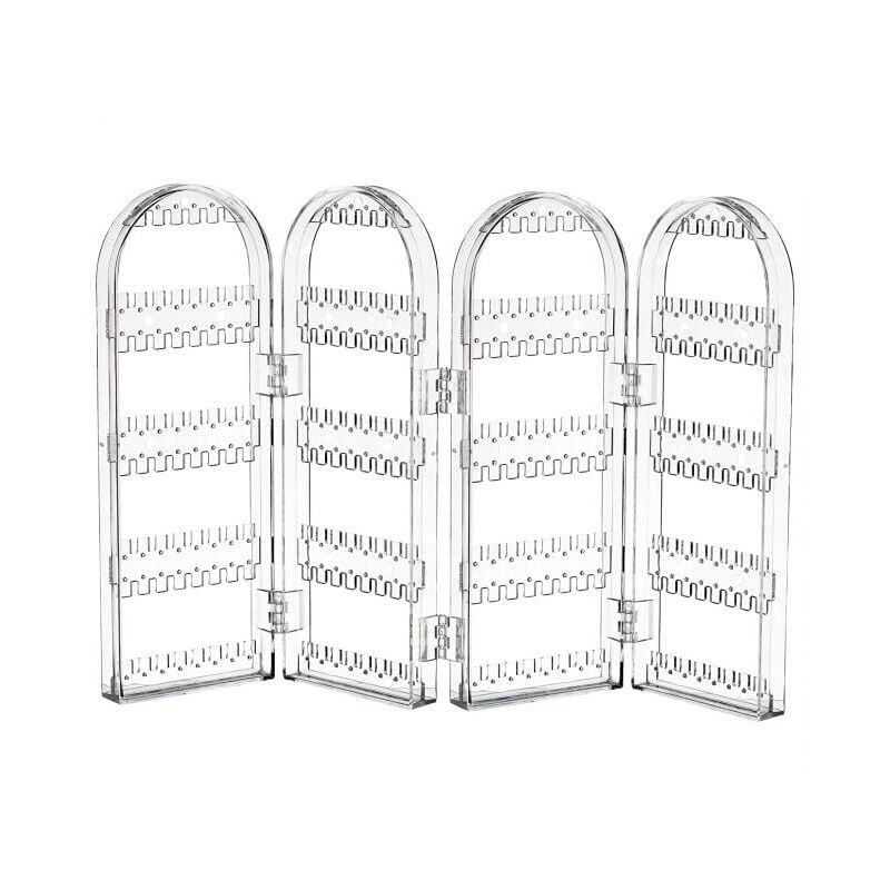 foto del prodotto porta orecchini in acrilico pieghevole da 240 fori, organizer per ganci per gioielli, espositore per orecchini con supporto per collana a 3 pieghe e
