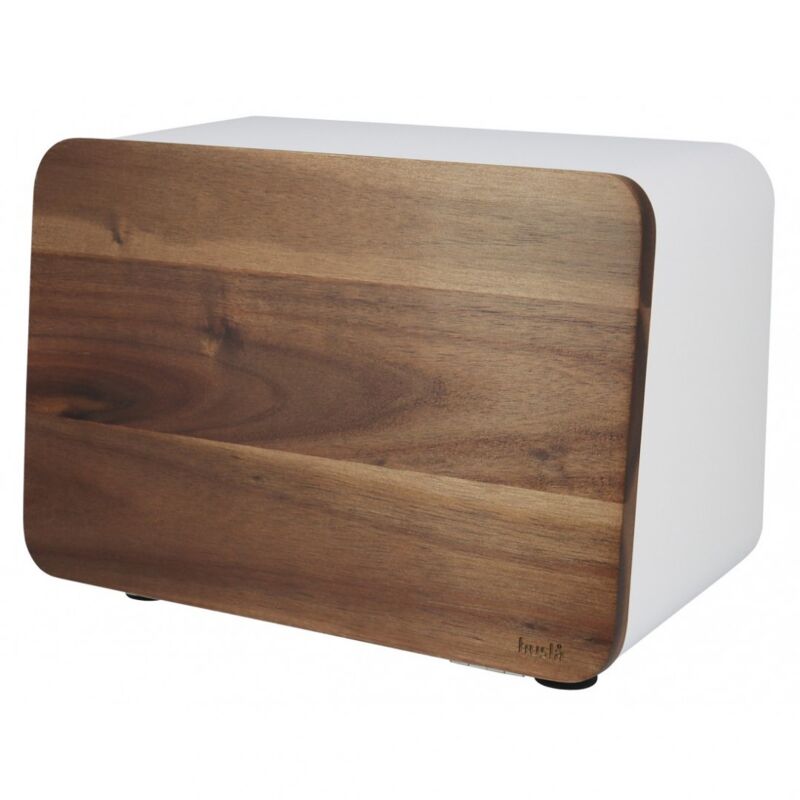 foto del prodotto porta pane in acciaio con coperchio in acacia husla 73937