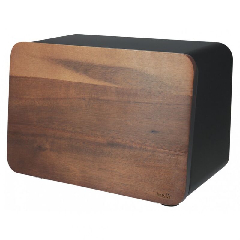 foto del prodotto porta pane in acciaio con coperchio in acacia husla 73938