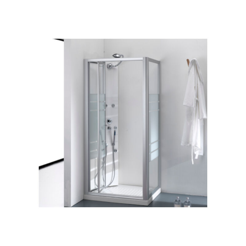 foto del prodotto porta per cabina doccia con apertura a libro ferbox da 80 a 85 cm vetro trasparente