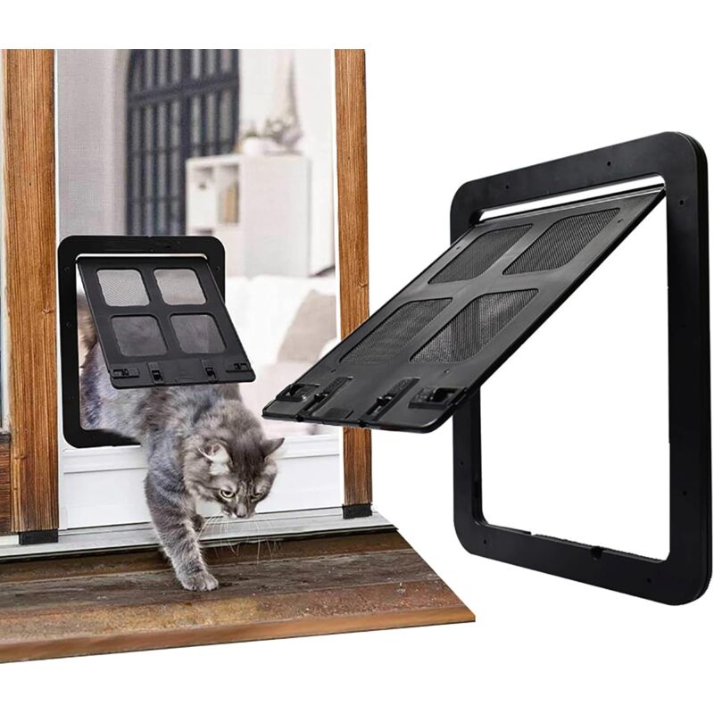 foto del prodotto porta per cani e gatti con sportello magnetico bloccabile, chiusura magnetica resistente per porte scorrevoli esistenti, finestra s dimensioni