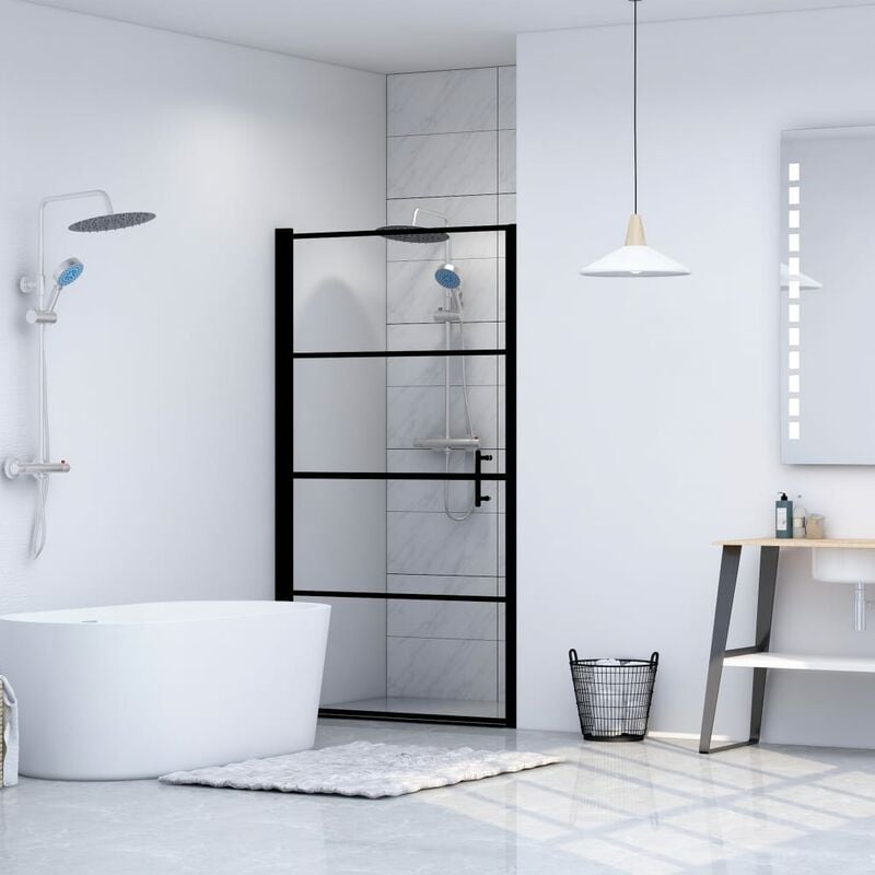 foto del prodotto porta per doccia in vetro temperato 91x195 cm nera cod mxl 48709