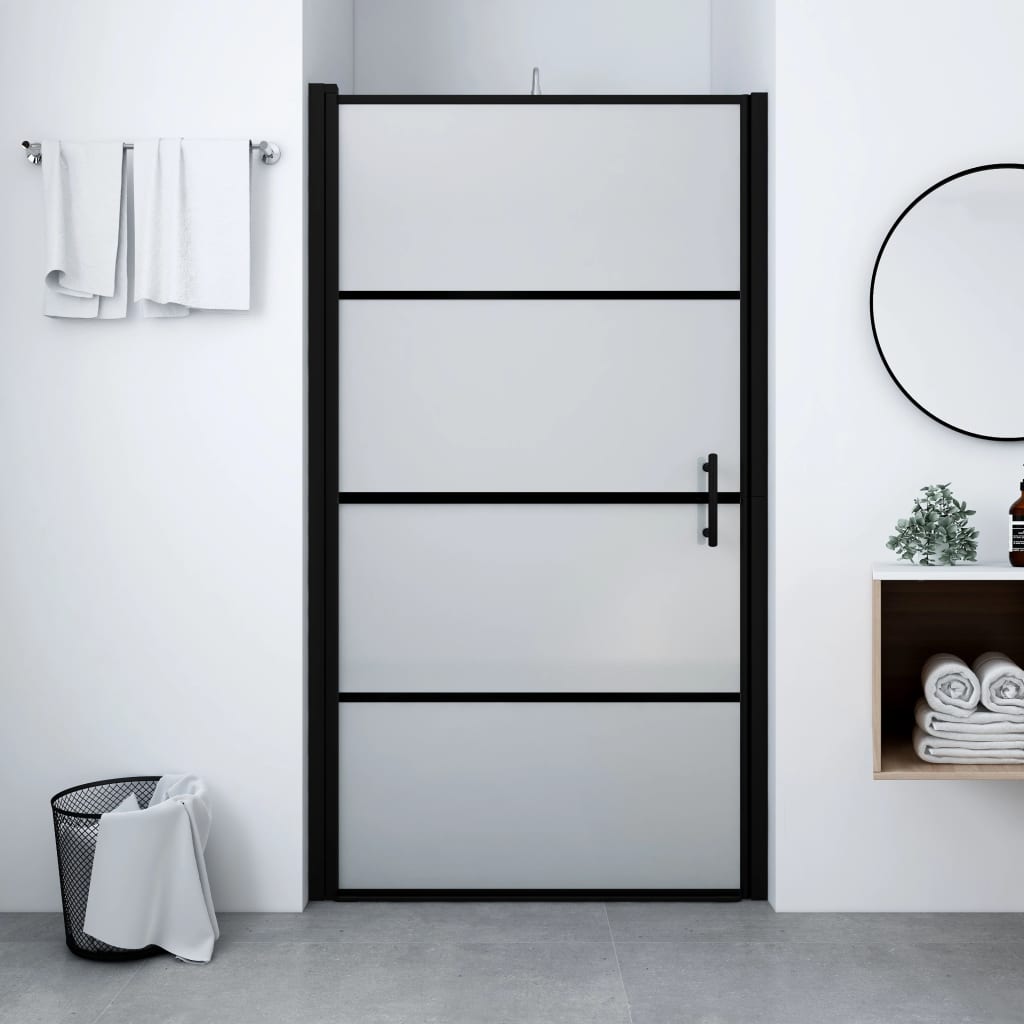 foto del prodotto porta per doccia in vetro temperato smerigliato 81x195 cm nero